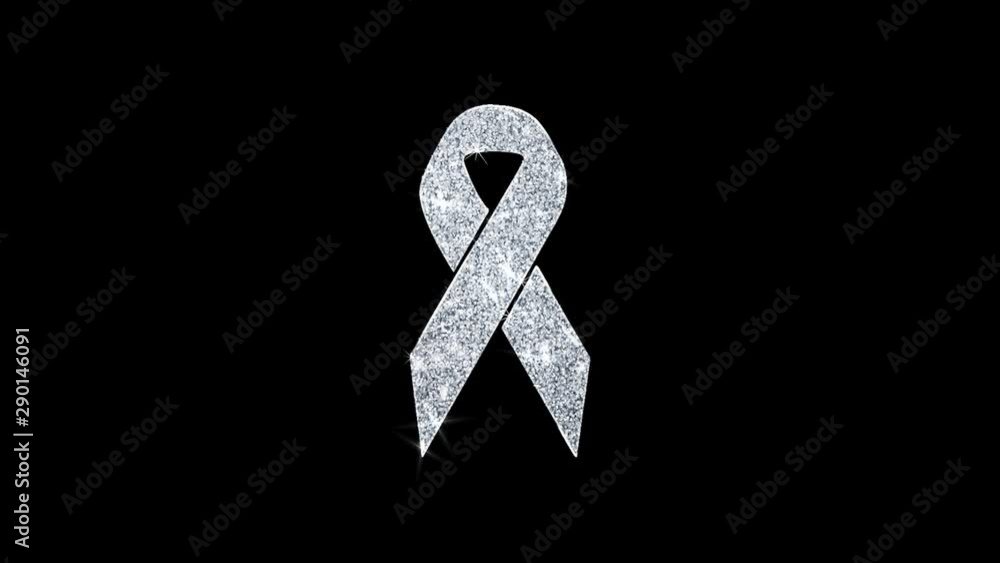 Poster ribbon icon sparkling shining white blinking particles diamond glitter loop light 4k animation alpha