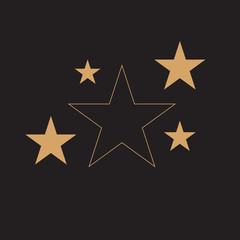 Beautiful stars on a dark background. Falling gold stars vector set Icons of meteorites and comets - vector. Meteorites and comets collection.