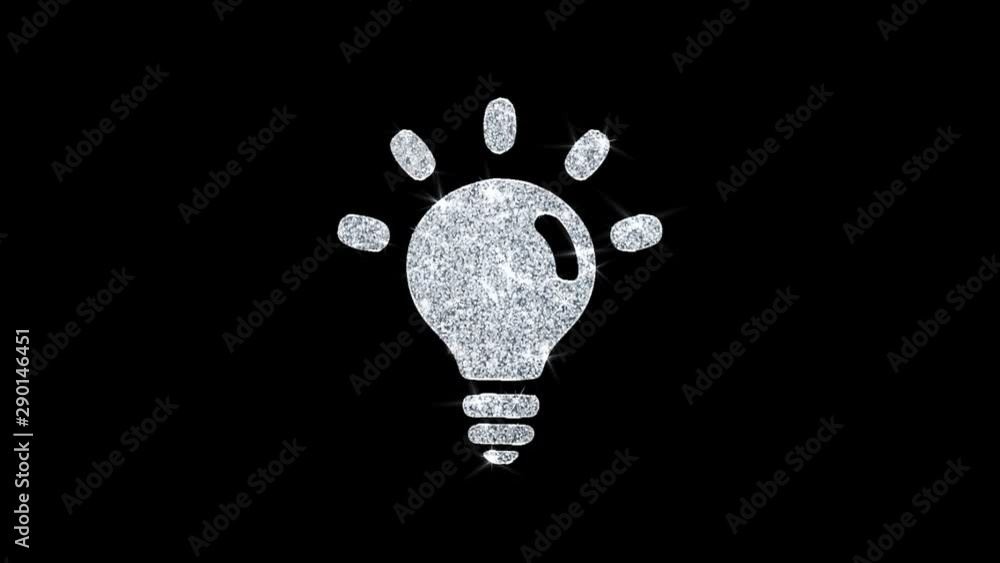 Poster bulb light icon sparkling shining white blinking particles diamond glitter loop light 4k animation a