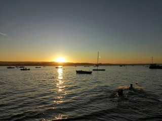 Fototapeta na wymiar Sunset over the river exe devon, boats