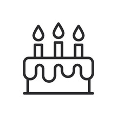 Birthday cake vector icon in modern style for web site and mobile app