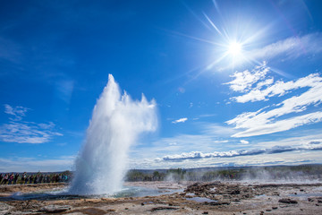 Geysir Strokkur in full eruption, photo burst 02. Iceland