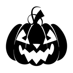Halloween pumpkin character. Pumpkin with emotions. Silhouette illustration for the holiday. Pumpkin on a white background. Stencil for cutting. Template for laser cutting.
