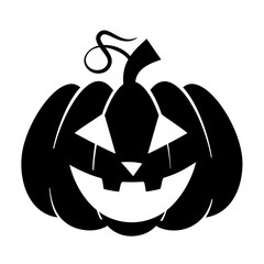 Halloween pumpkin character. Pumpkin with emotions. Silhouette illustration for the holiday. Pumpkin on a white background. Stencil for cutting. Template for laser cutting.