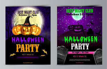 Halloween party flyer with pumpkins