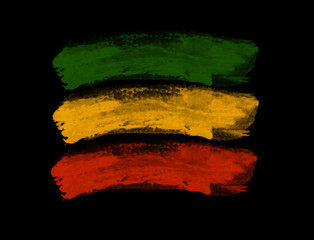 Green yellow red brush, reggae background  - obrazy, fototapety, plakaty