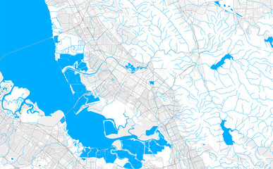 Rich detailed vector map of Fremont, California, U.S.A.