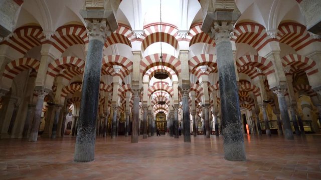 Scenic indoor sight in the Mosque&ndash;Cathedral of Cordoba. Andalusia, Spain.