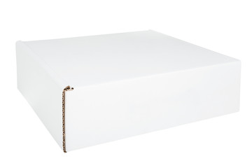 White thin cardboard box template isolated on white background