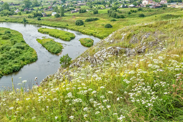View of the river and the village from the mountain