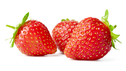 fresh strawberries isolated on white background