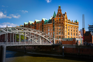 Naklejka premium View of the Speicherstadt, also called as Hafen City, in Hamburg, Germany.