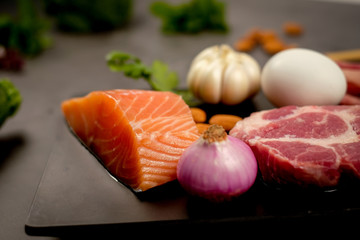 ketogenic diet , low carbohydrate and keto meal plan . nutrition and calorie count for fiber, protein and fat. weight loss program . paleo food .