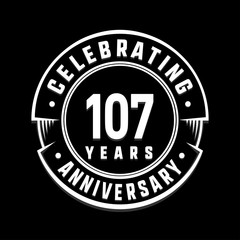 Fototapeta na wymiar Celebrating 107th years anniversary logo design. One hundred and seven years logotype. Vector and illustration.