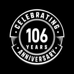 Celebrating 106th years anniversary logo design. One hundred and six years logotype. Vector and illustration.