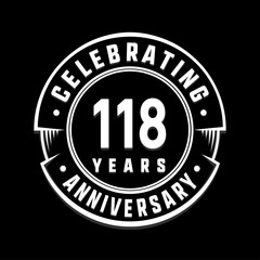 Celebrating 118th years anniversary logo design. One hundred and eighteen years logotype. Vector and illustration.