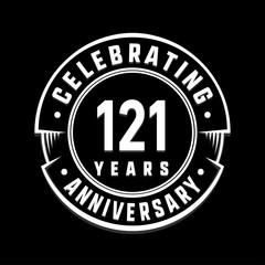 Celebrating 121st years anniversary logo design. One hundred and twenty-one years logotype. Vector and illustration.