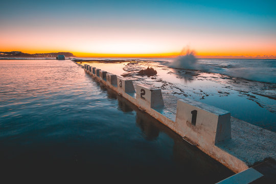 Starting blocks at Merewether Ocean Bath, Merewether, New South Wales, Australia