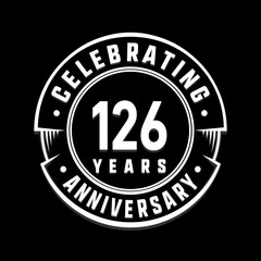 Celebrating 126th years anniversary logo design. One hundred and twenty-six years logotype. Vector and illustration.