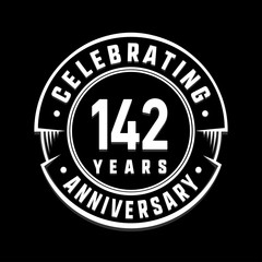 Celebrating 142nd years anniversary logo design. One hundred and forty-two years logotype. Vector and illustration.