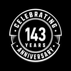 Celebrating 143rd years anniversary logo design. One hundred and forty-three years logotype. Vector and illustration.