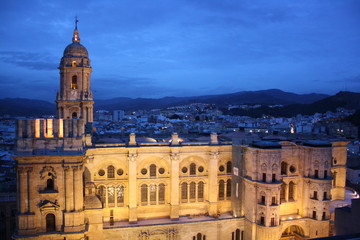 catedral malaga night photo andalucia spain