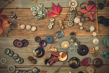 placer of colorful vintage buttons