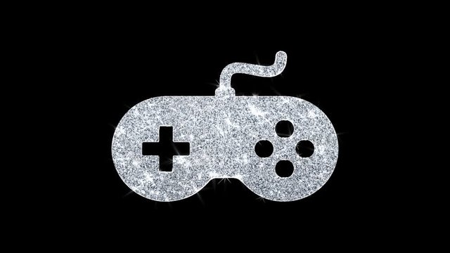 Game Controller joystick epad Game Icon Sparkling Shining White Blinking Particles Diamond Glitter Loop Light 4K Animation Alpha Channel.