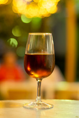 Sherry wine tasting, Christmas sherry, selection of different jerez fortified wines made from palamino, pedro ximenez and muscat white grapes, El Puerto de Santa Maria, Andalusia, Spain