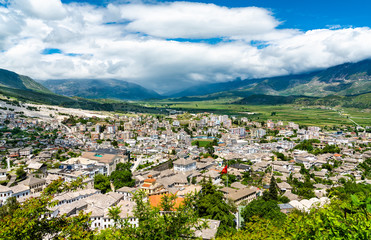 Fototapeta na wymiar Aerial view of Gjirokaster town in Albania