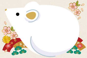 2020年　年賀状　デザイン　お正月飾り　子年　イラスト