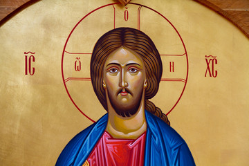 Vranov, Slovakia. 2019/8/22. Icon of the Christ Pantocrator (Christ 