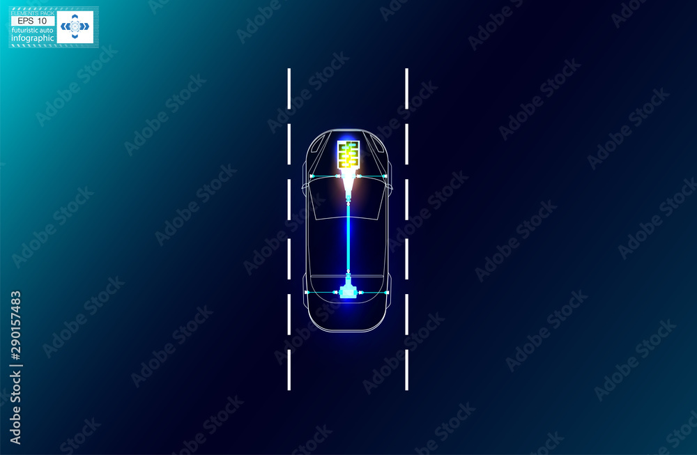 Poster concept for driver assistance systems. autonomous car. driverless car. self driving vehicle. modern 