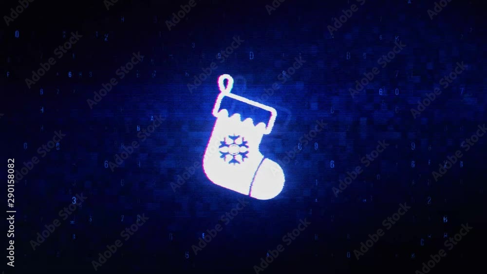 Aufkleber christmas stocking pictogram sock symbol abstract digital pixel noise glitch error video damage sign