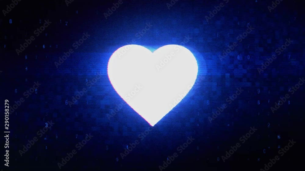 Aufkleber love heart symbol abstract digital pixel noise glitch error video damage signal loop 4k animation.