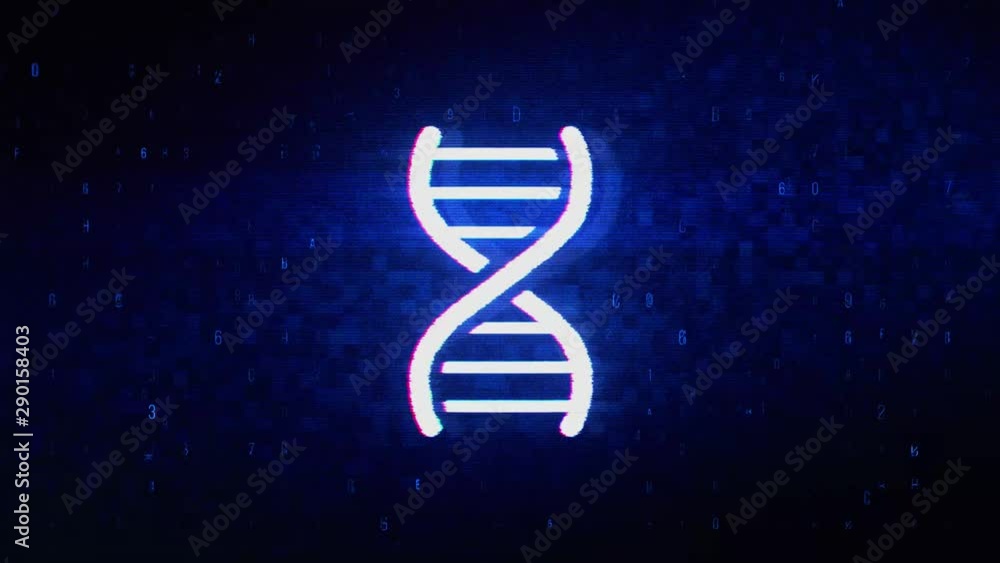 Poster dna helix symbol abstract digital pixel noise glitch error video damage signal loop 4k animation.