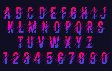 Alphabet letters, stylized colorful abc, liquid ink font. Vector