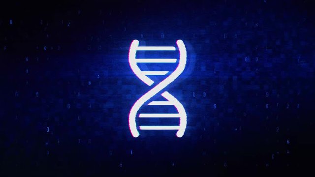 DNA Helix Symbol Abstract Digital Pixel Noise Glitch Error Video Damage Signal Loop 4K Animation.