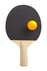 Black Ping Pong Paddle and Yellow Ball