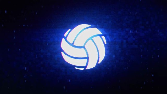Play Volleyball Game Ball Symbol Abstract Digital Pixel Noise Glitch Error Video Damage Signal Loop 4K Animation.