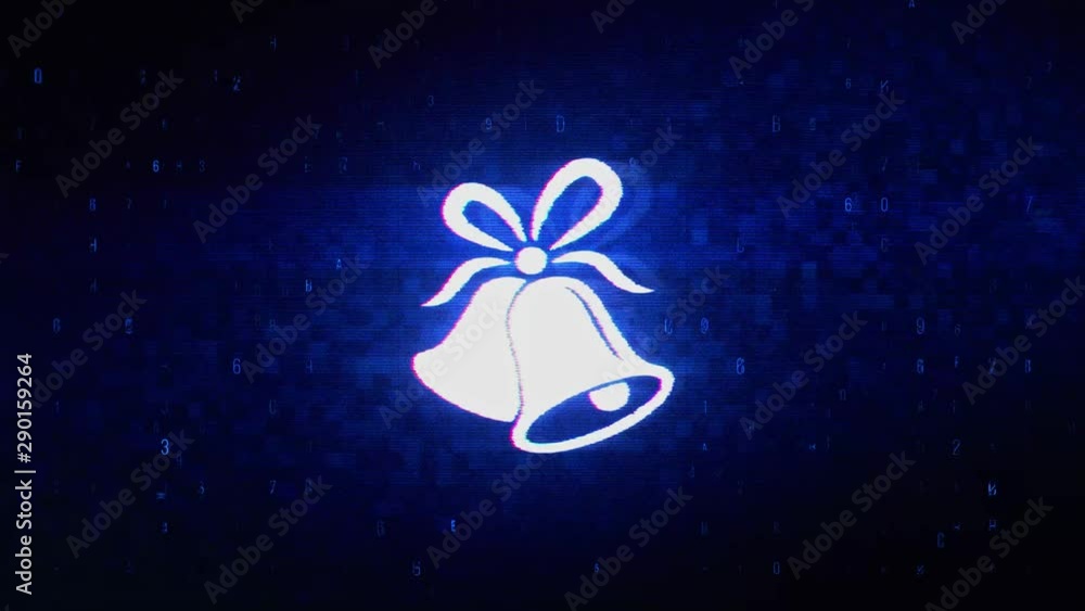 Poster christmas ribbon bow bells symbol abstract digital pixel noise glitch error video damage signal loop