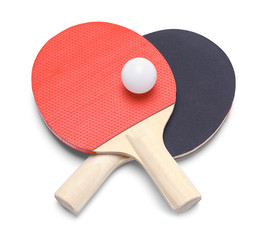 Ping Pong Paddles Crossed with Ball