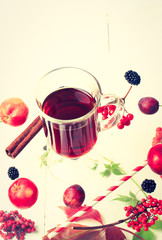 autumn tea with apple and cinnamon