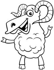 ram farm animal character coloring book
