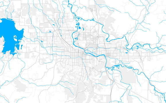 Rich detailed vector map of Eugene, Oregon, USA