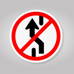 Prohibit Changing Lane, Do Not Go Left, No Change Traffic Lanes To The Left Symbol Sign Isolate On White Background,Vector Illustration