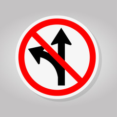 Prohibit Proceed Straight or Turn Right Road Sign Isolate On White Background,Vector Illustration