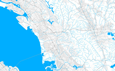 Rich detailed vector map of Hayward, California, USA