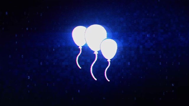Balloons Symbol Abstract Digital Pixel Noise Glitch Error Video Damage Signal Loop 4K Animation.