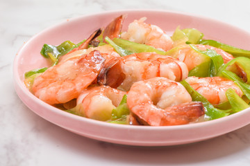 海老とネギの炒め